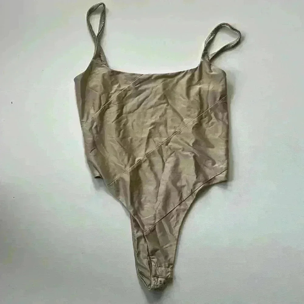 Gauge81 Feriz Womens taupe nude Neck tank Bodysuit large ($355)